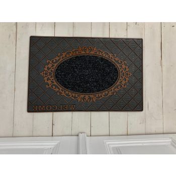  Loft Design Welcome bronzová oválna pogumovaná rohožka 45x75cm