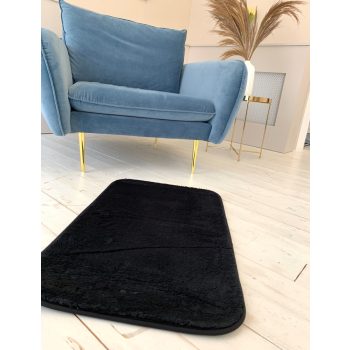 Palermo Shaggy čierny kúpeľňový koberec 50x80cm