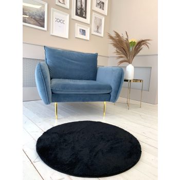 Palermo Shaggy okrúhly 252 čierny koberec 67x67