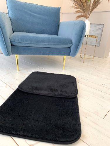 Palermo Shaggy kúpeľňový čierny set kobercov 50x80 a 50x40