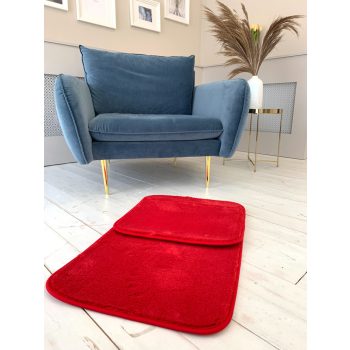   Palermo Shaggy kúpeľňový červený set kobercov 50x80 a 50x40