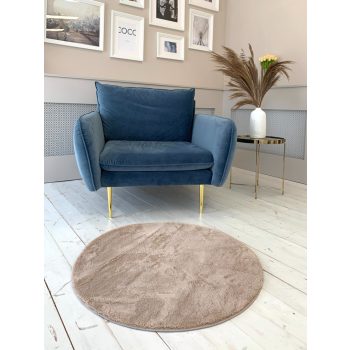 Palermo Shaggy okrúhly 252 tmavobéžový koberec 67x67