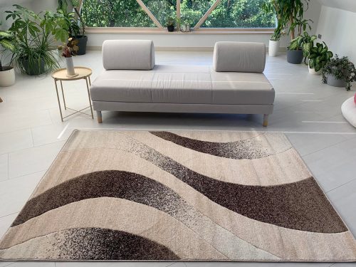 Wave 4802 moderný béžový koberec 40x70 cm