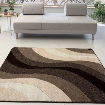 Wave 6872 moderný hnedý set 60 cm-ých kobercov