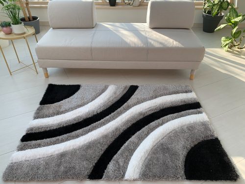 Kiara 3d Shaggy 5cm 305A sivý-čierny koberec 160x220 