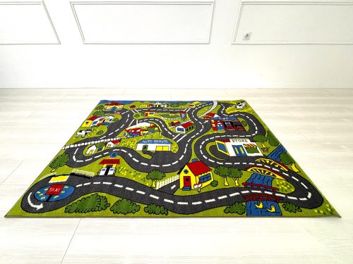 Detský koberec zelený s cestami 160x240cm