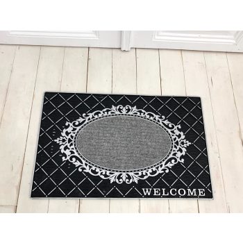   Loft Design Welcome antracitová oválna pogumovaná rohožka 45x75cm