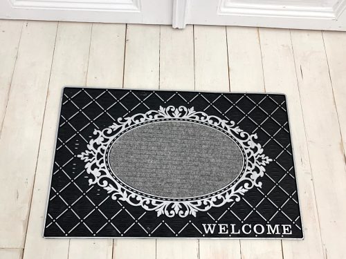 Loft Design Welcome antracitová oválna pogumovaná rohožka 45x75cm