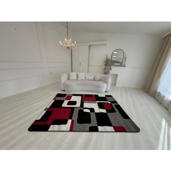 Manhattan čierny-červený vzorovaný koberec 0196  120x170