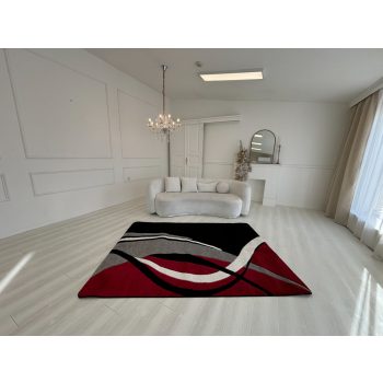 Manhattan čierny-červený vzorovaný koberec F361  120x170