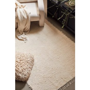 Bavlnený Handrový (tkaný) koberec krémový 70x150cm