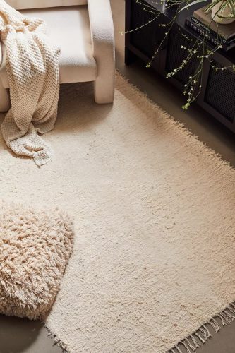 Bavlnený Handrový (tkaný) koberec krémový 70x150cm