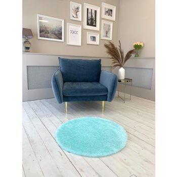 Dream okrúhly shaggy koberec modrý 120x120 cm