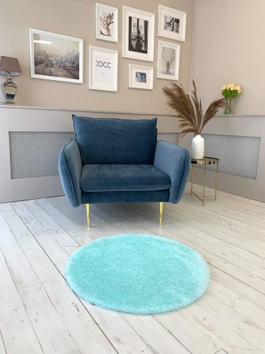 Dream okrúhly shaggy modrý koberec 100x100 cm