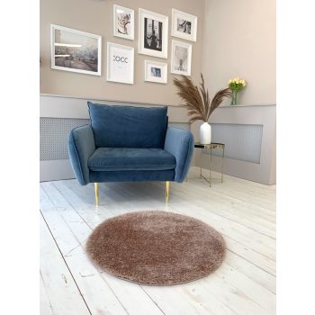 Dream okrúhly shaggy koberec tmavobéžový 120x120 cm