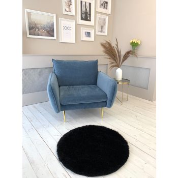 Dream okrúhly shaggy koberec čierny 120x120 cm