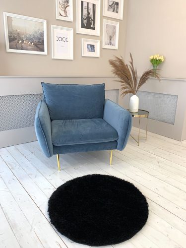 Dream okrúhly shaggy koberec čierny 120x120 cm