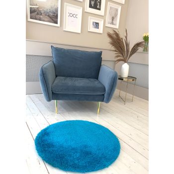 Dream okrúhly shaggy koberec modrý 120x120 cm