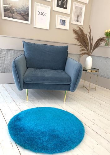 Dream okrúhly shaggy modrý koberec 160x160 cm
