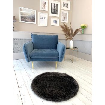 Dream okrúhly shaggy koberec tmavosivý 120x120 cm