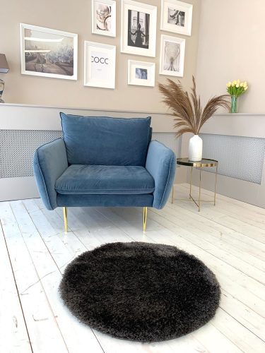 Dream okrúhly shaggy tmavosivý koberec 160x160 cm