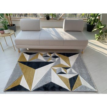 Rainbow 2396 žltý-sivý-modrý koberec 120x170cm