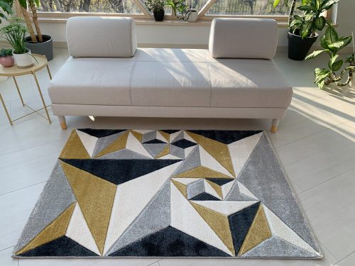 Rainbow 2396 žltý-sivý-modrý koberec 120x170cm