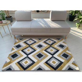 Rainbow 2404 žltý-sivý-modrý koberec 120x170cm