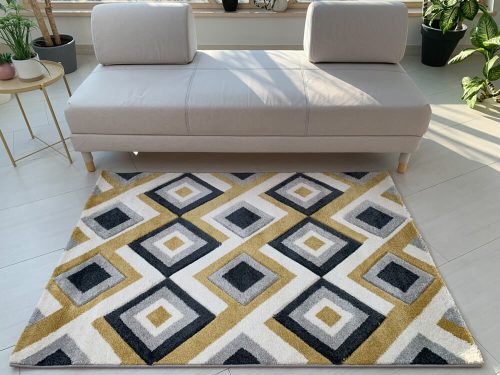 Rainbow 2404 žltý-sivý-modrý koberec 60x110cm