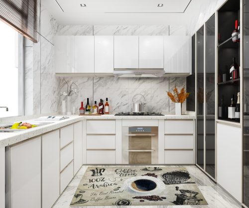 Kuchynský koberec 2835 béžový vzorovaný 60x180 cm