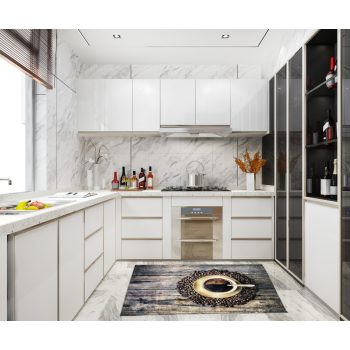 Kuchynský koberec 29050 s kávovým vzorom 60x180 cm