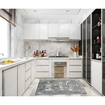 Kuchynský koberec 29610 sivý vzorovaný 60x180 cm