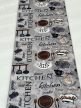 Kuchynský koberec 38910 sivý, s kávovým vzorom 60x180 cm