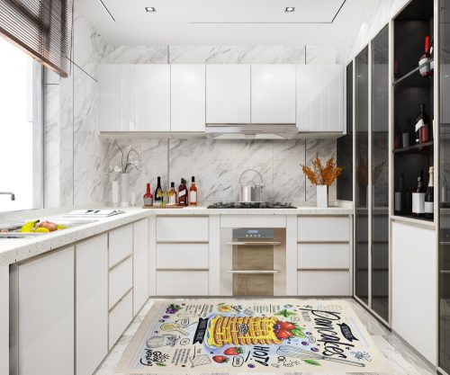 Kuchynský koberec 39770 béžový vzorovaný 70x200 cm