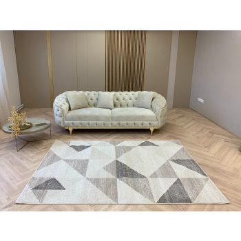   Madrid 1253 s trojuholníkovými vzormi, béžový set kobercov 80 cm