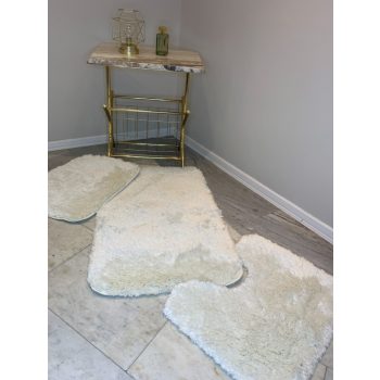   Heaven krémový trojdielný kúpeľňový set kobercov 50x80 cm 