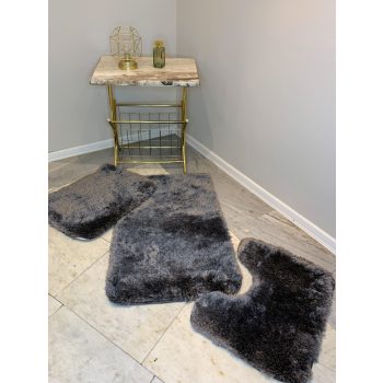   Heaven tmavosivý trojdielný kúpeľňový set kobercov 50x80 cm 
