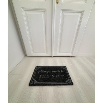   'Please watch the step' antracitová rohož na nečistoty 40x70 cm