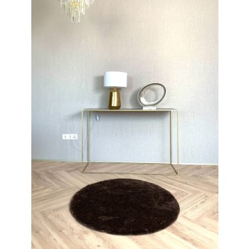 Stockholm mäkký okrúhly hnedý shaggy koberec 67x67
