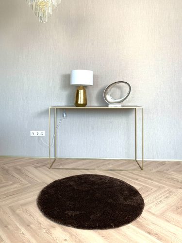 Stockholm mäkký okrúhly hnedý shaggy koberec 100x100