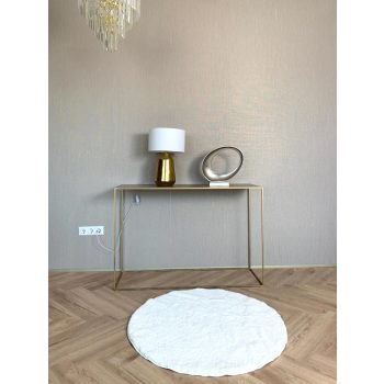 Stockholm mäkký okrúhly biely shaggy koberec 67x67